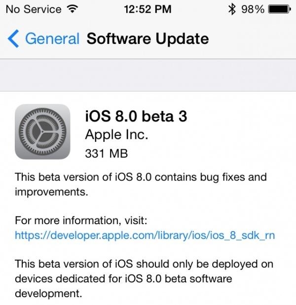 <span  style='background-color:Yellow;'>苹果</span>正式推送iOS 8 Beta3测试版